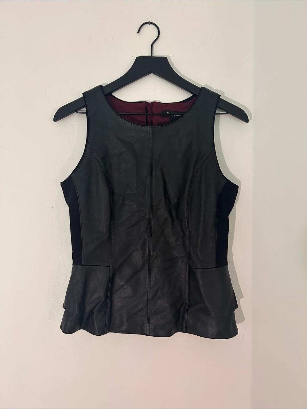 White House Black Market Black 100% Genuine Leather Sleeveless Top
